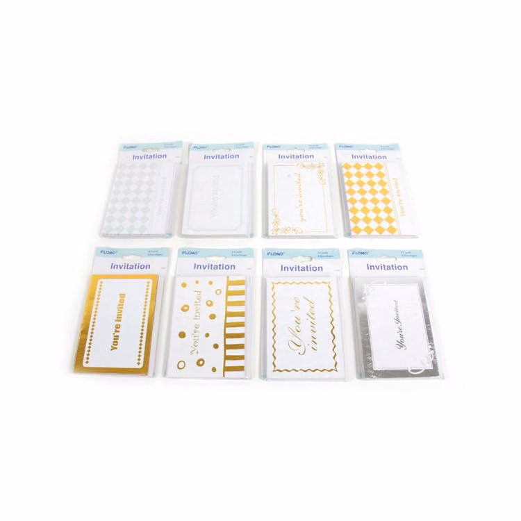 General Invitation Cards and Envelopes - Metallic Assorted 5.5" x 3.75" 8 Pack
