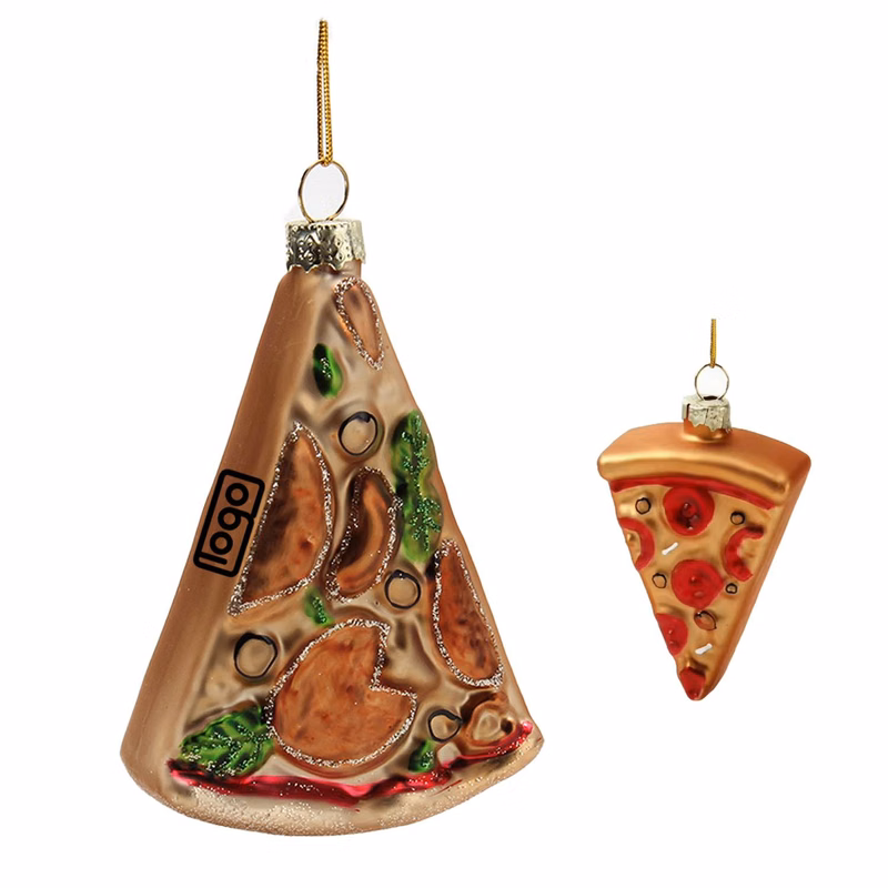 Glass Pizza Christmas Hanging Ornament