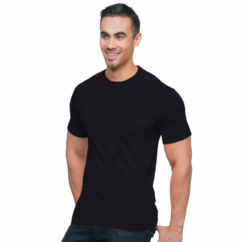 100% USA-Union Made Pre-Shrunk Pocket Crew Tee Shirt