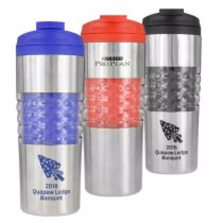 Atlantis 16 Oz. Double Wall Stainless Steel Tumbler (Red/Silver)