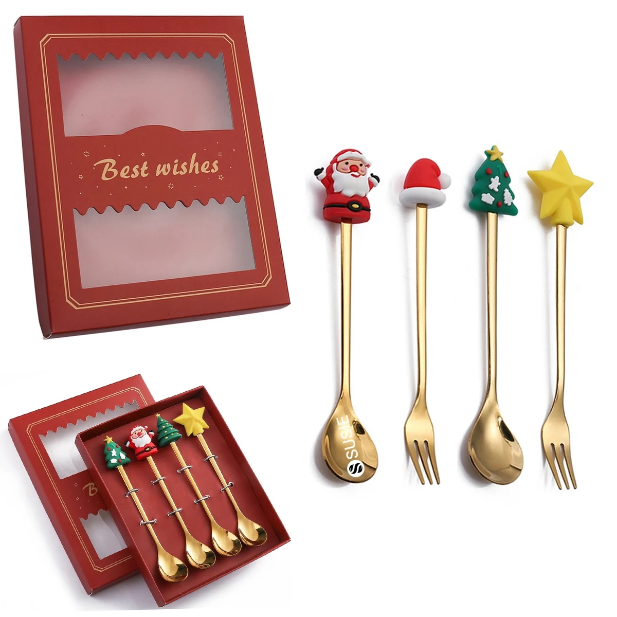 4Pcs Christmas Fork And Spoon Set 1