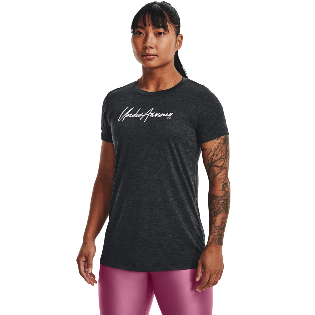 Women's UA Tech Twist Script Wordmark Short Sleeve 1