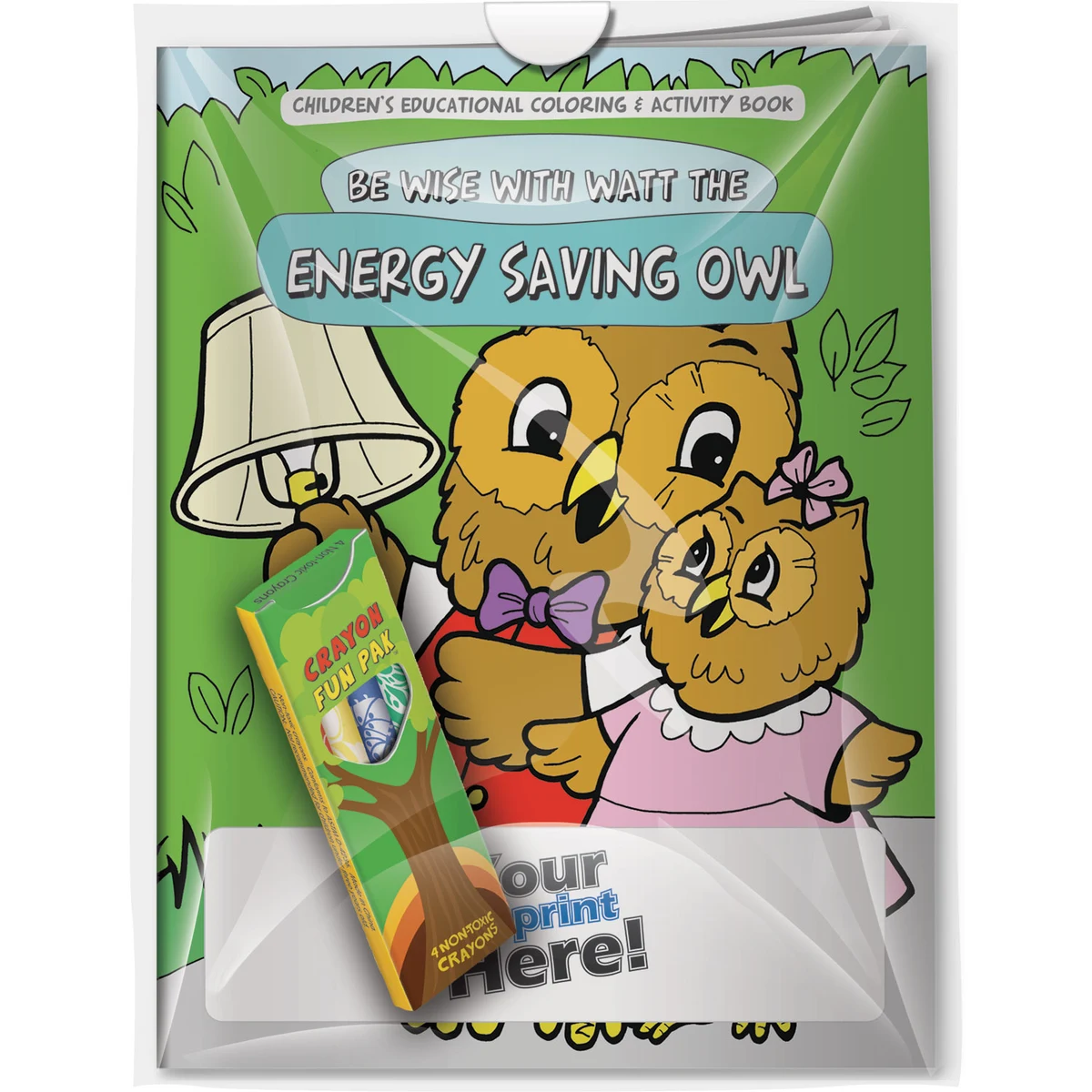 Combo Pack - CB1028 Coloring Book & 4-Pack of Crayons (Imprinted) in a Poly Bag 1