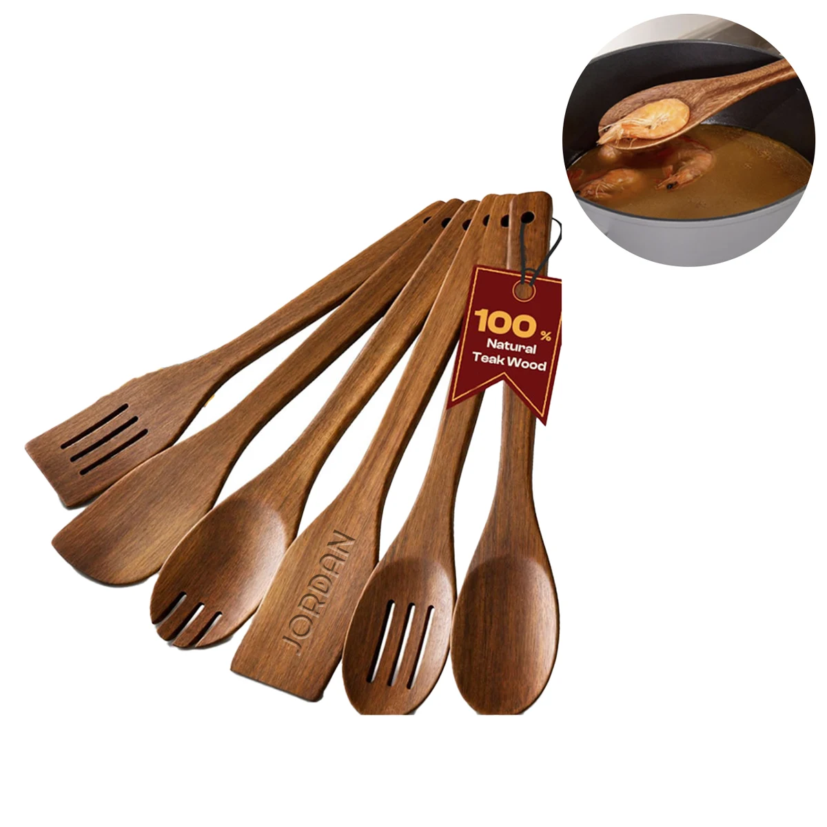 6-Piece Teak Wood Utensils Set 1