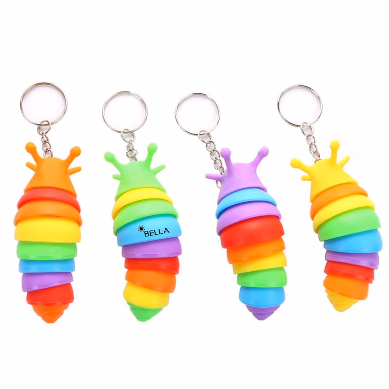 Caterpillar squishy stress reliever keychain with closure
