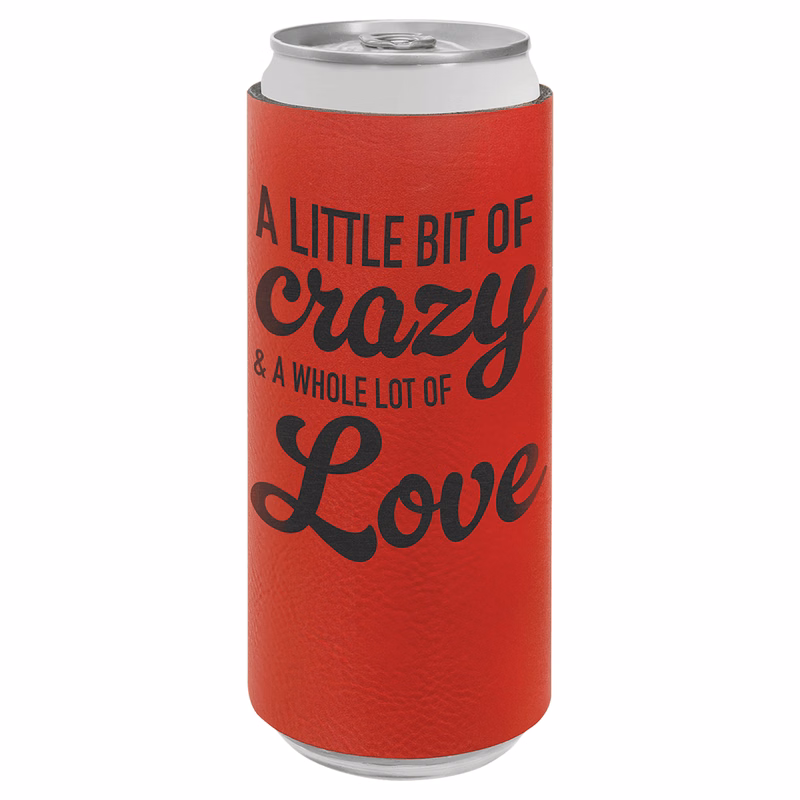 Red Leatherette Slim Beverage Holder