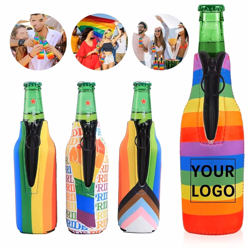 Pride Rainbow Neoprene Beer Bottle Cooler Sleeves