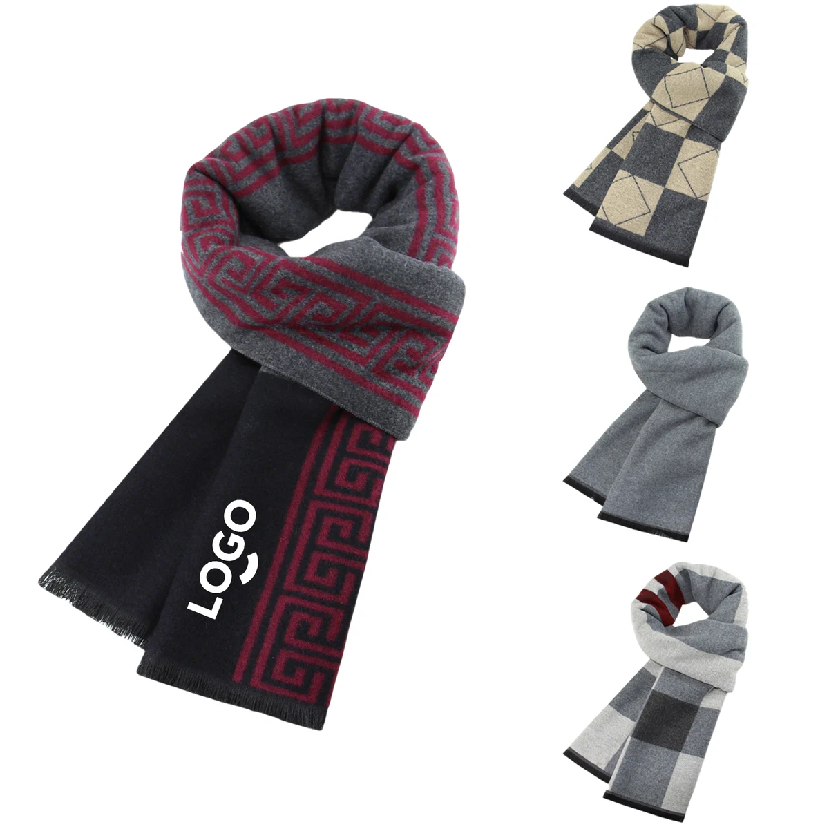 Men's Autumn And Winter Plaid Scarf 1