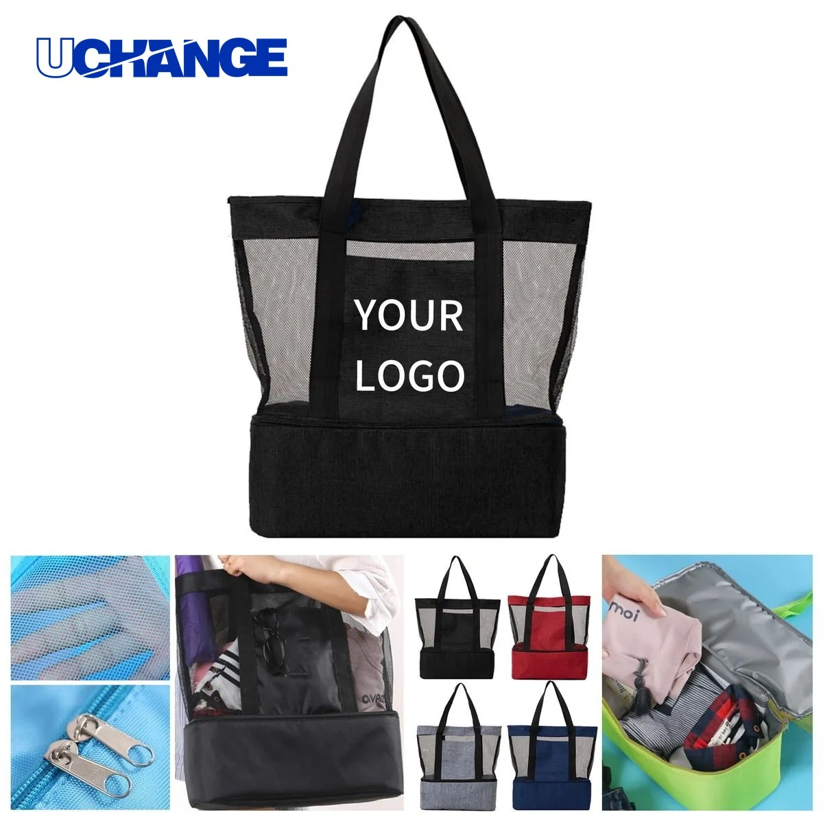 Polyester Cooler Tote Bag Carrier with Mesh Top 1