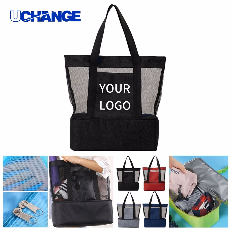 Polyester Cooler Tote Bag Carrier with Mesh Top