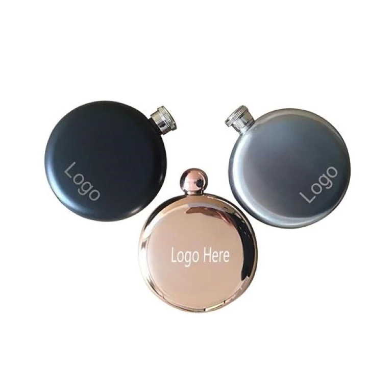 5 Oz Stainless Steel Round Flask, custom water bottle with logo imprint 1
