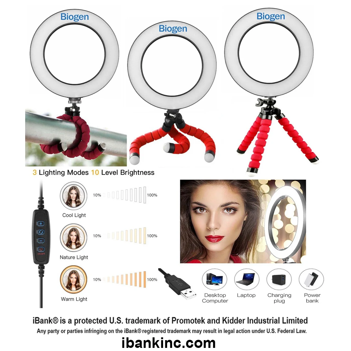 iBank ® 8" Ring Light with Tripod Stand 1