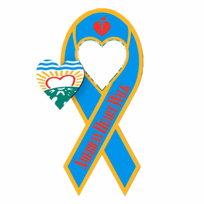 3.5" X 8" Awareness Ribbon Vehicle Magnet - Heart Cutout
