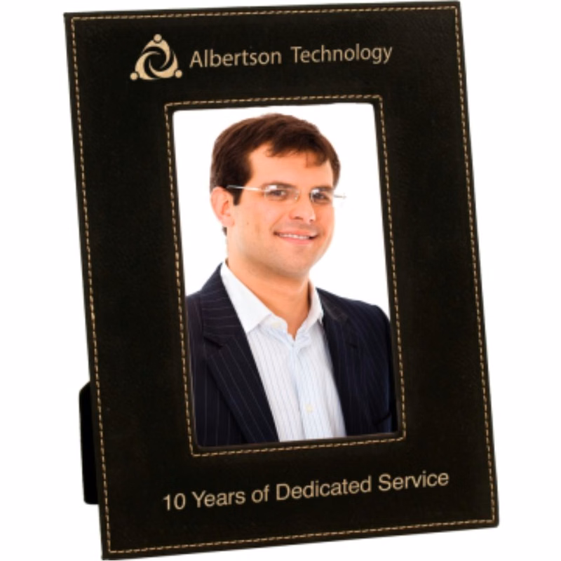 Custom Laser Engraved Black Leatherette Picture Frame