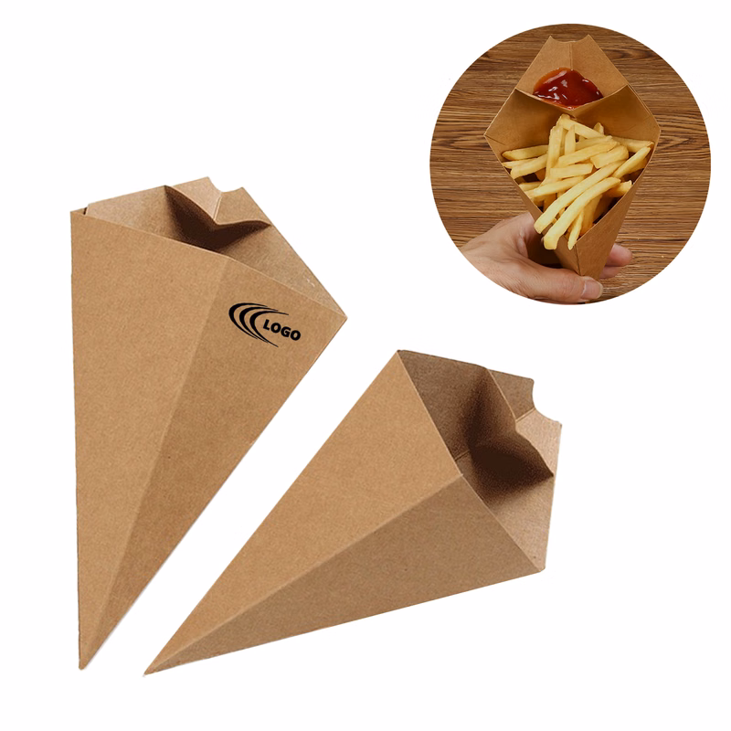 Eco-Friendly Disposable Kraft Paper Fries Cone
