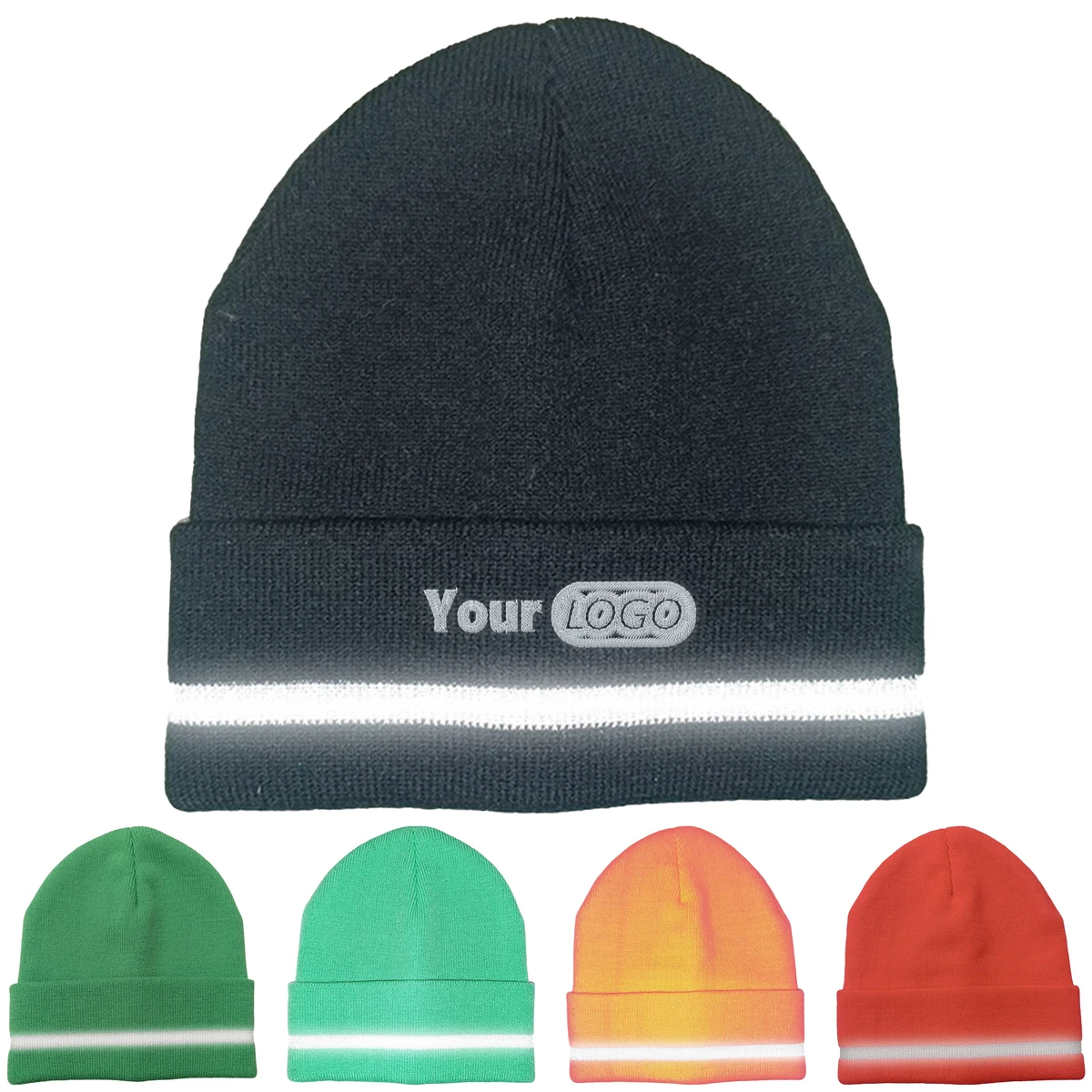 Acrylic Warm Reflective Strip Yarn Hat 1