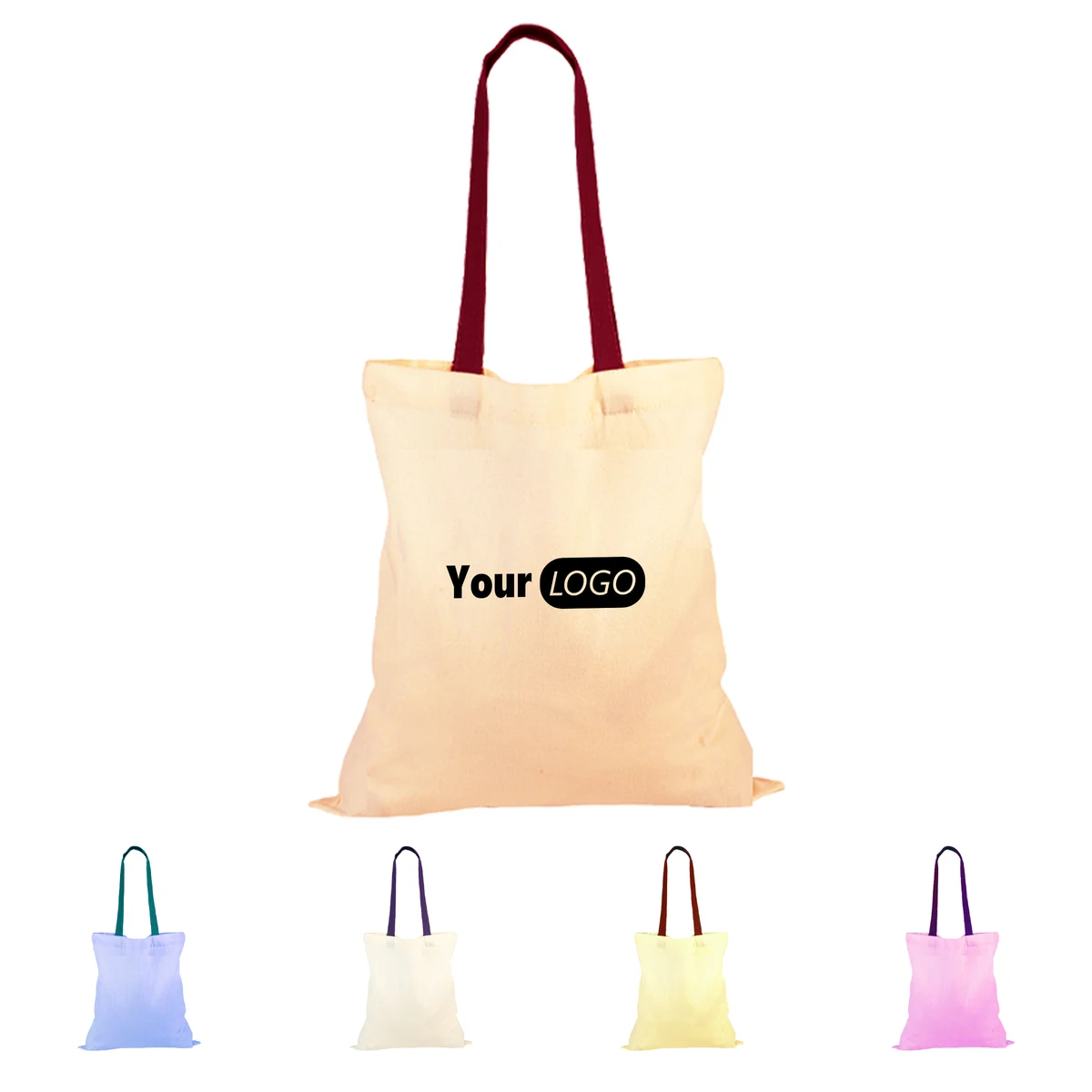 Canvas Customizable Solid Color Tote Bag, custom tote bag with logo imprint 1