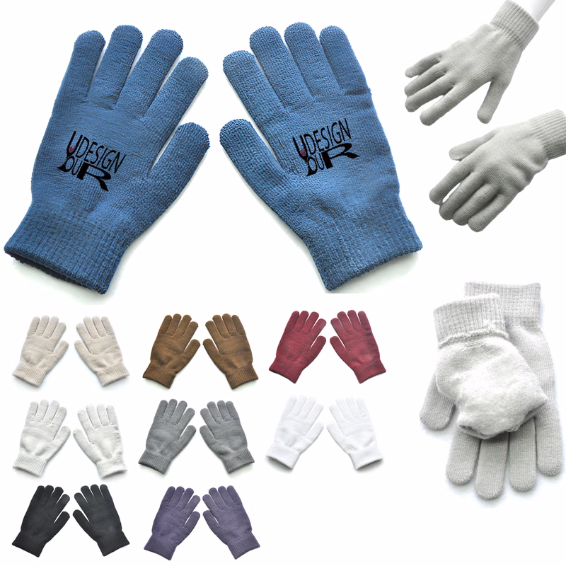 MOQ 50 PCS Stylish Winter Solid Color Knitted Gloves