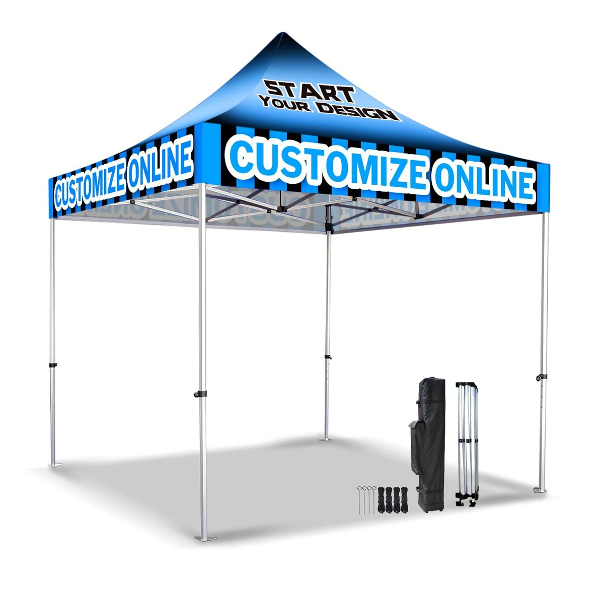 10' x 10' Pop Up Tent with Steel Frame - Ocean 1