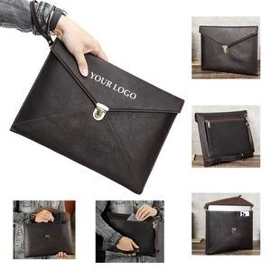 Crazy Horse Leather Laptop Bag With Magnetic Buckles 1