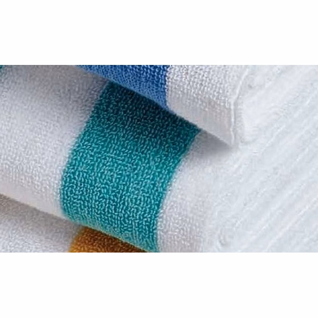 Cabana Striped Turquoise Green & White 100% Cotton Towel