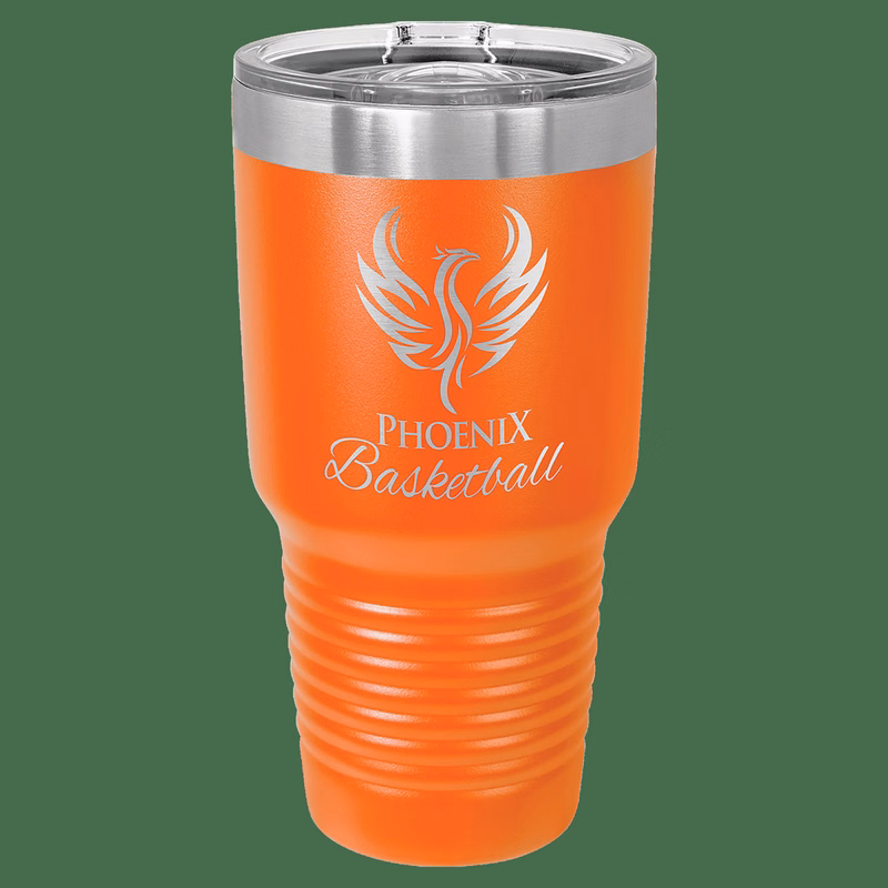 30 oz. Orange Laser Engraved Polar Camel Ringneck Tumblers w/Slider Lid
