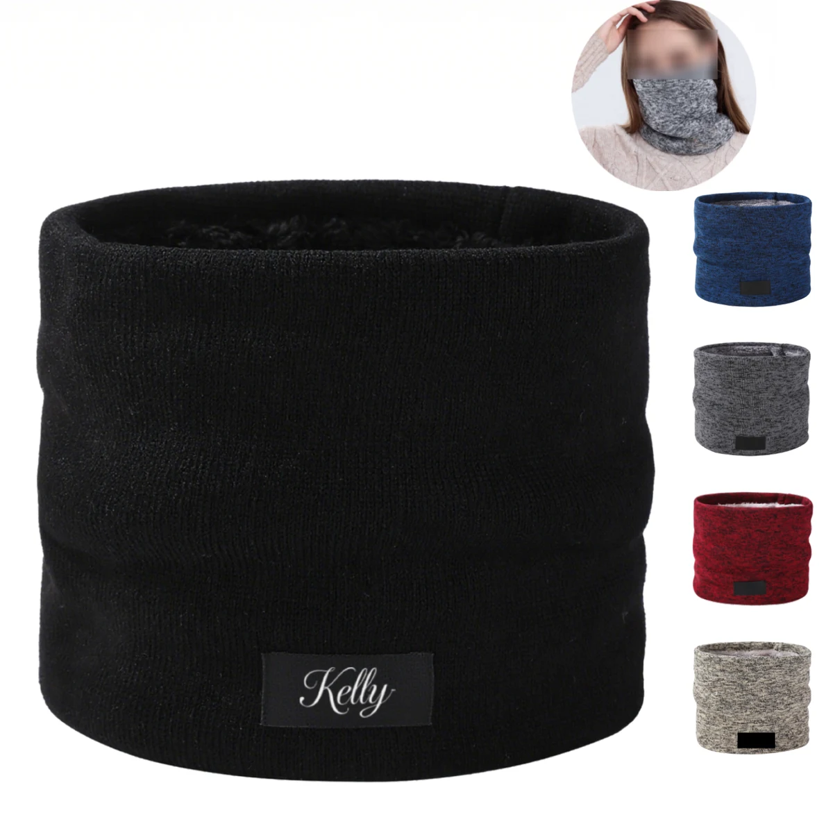 Unisex Polyester Thick Windproof Neck Warmer Thermal Scarf 1