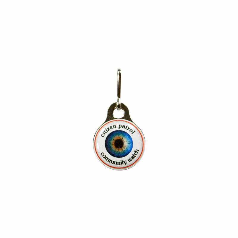 Zipper Pull Charms / Tag with double sided imprint of 3/4" round and metal back