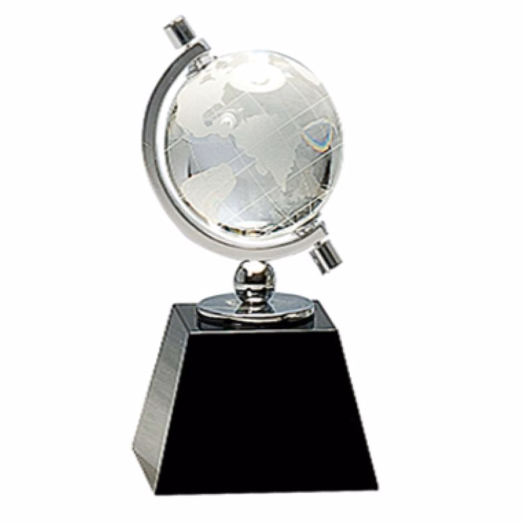 6" Crystal Globe on Crystal BlackPedestal