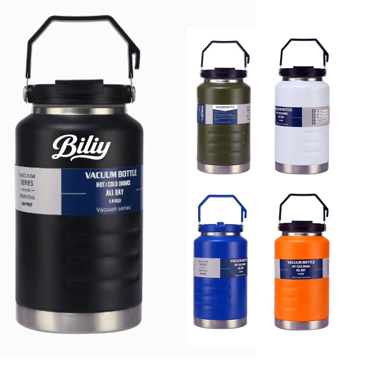 52 oz Stainless Steel Insulated Bottle with Flip Up Straw, custom water bottle with logo imprint 1