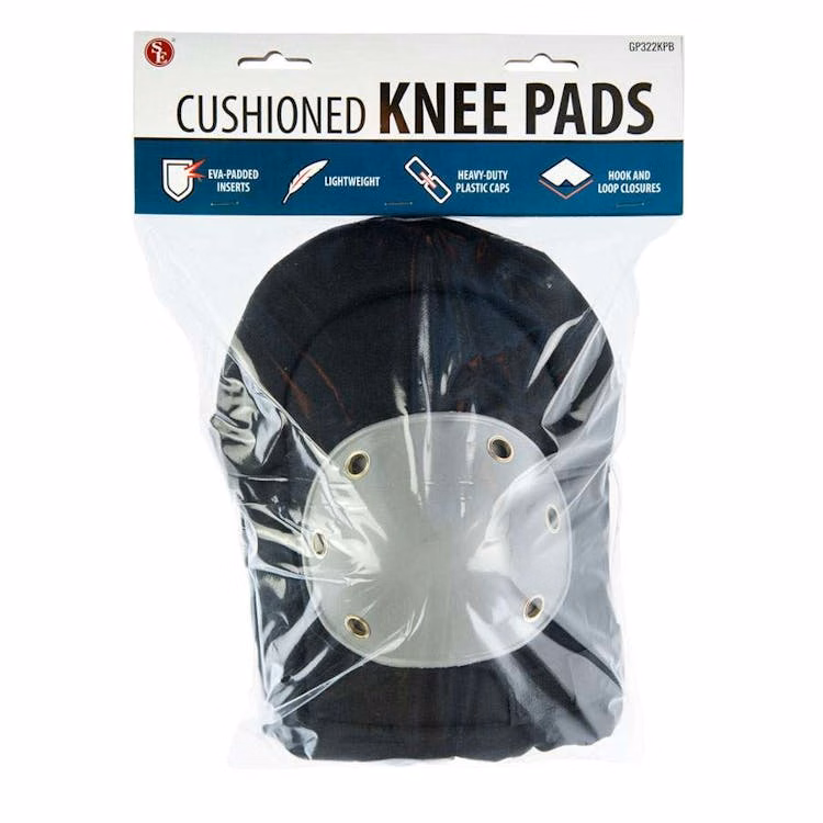 Cushioned Knee Pads with Plastic Caps - 2 Pieces