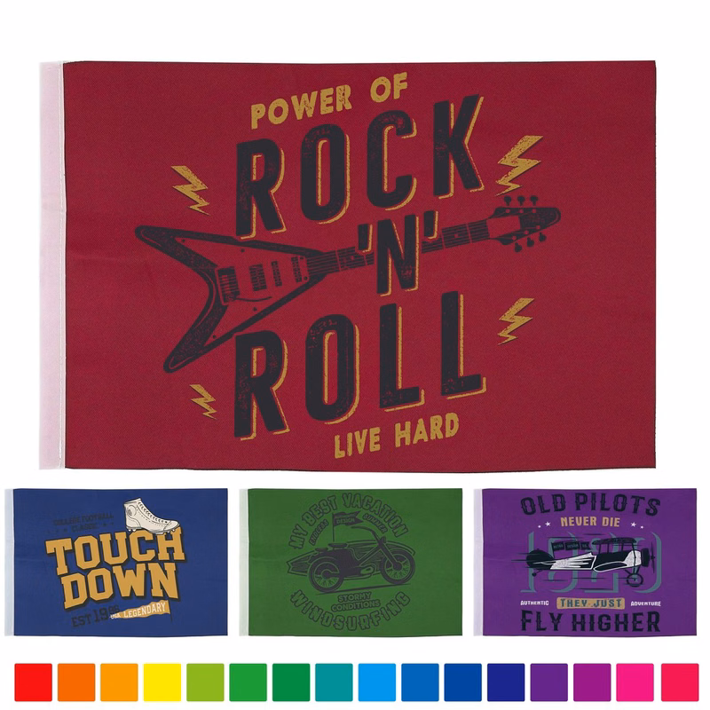 Full Color Polyester Hand Waving Flags MOQ 100