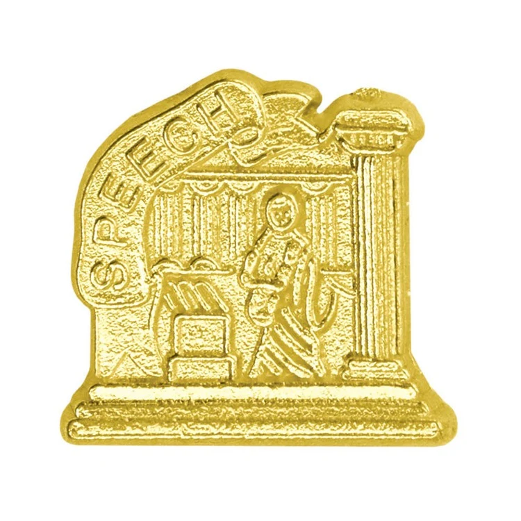 Speech Bright Gold Chenille Lapel Pin 1