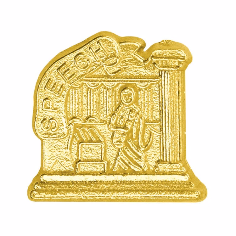 Speech Bright Gold Chenille Lapel Pin
