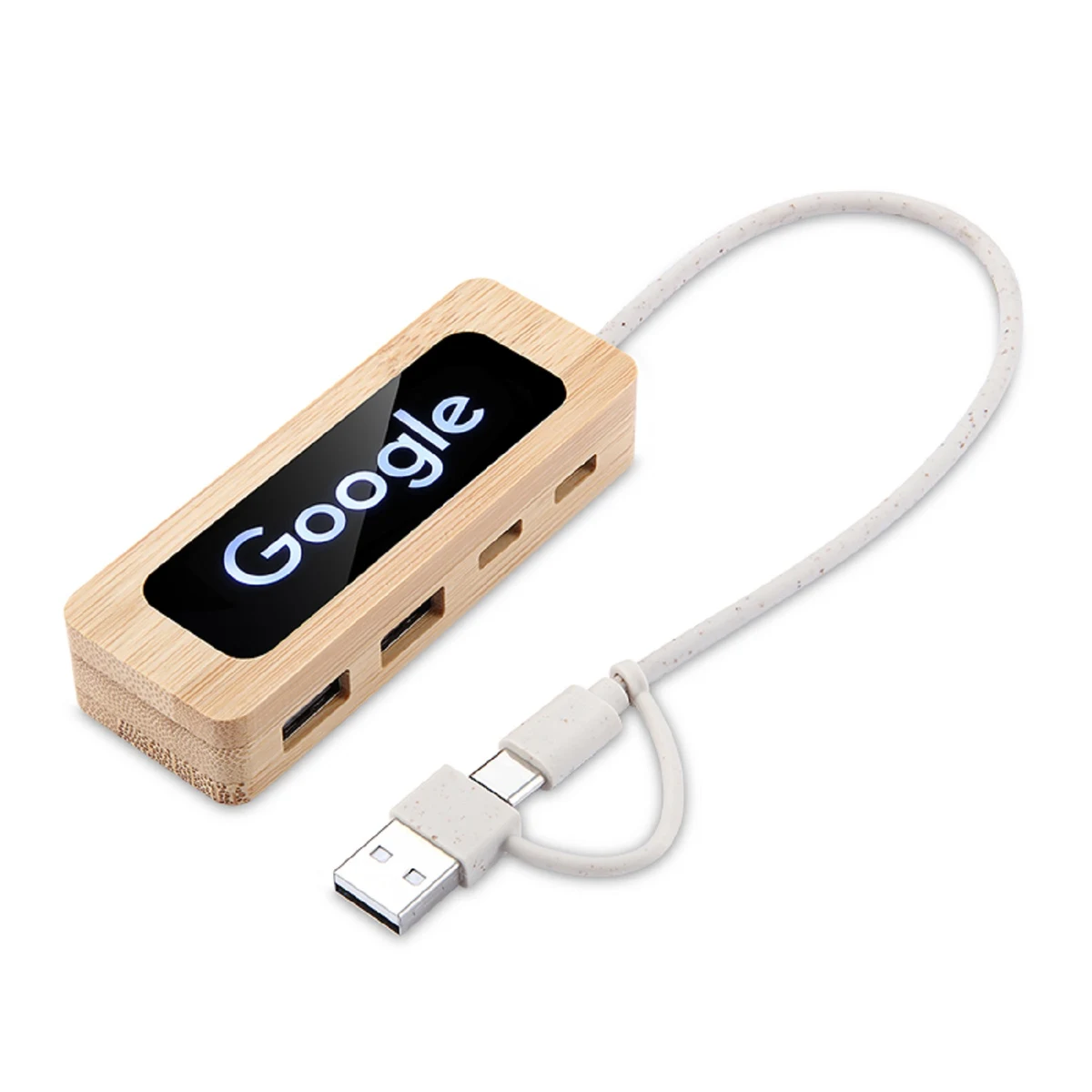Bamboo 4 Ports LED Logo USB Hub 1