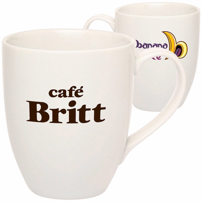 11oz. Vitrified Bistro Porcelain Mugs w/ custom logo