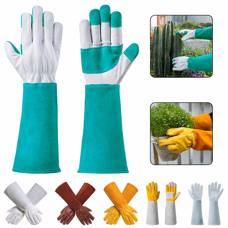 Durable Thick Cowhide Leather Work Garden Gloves