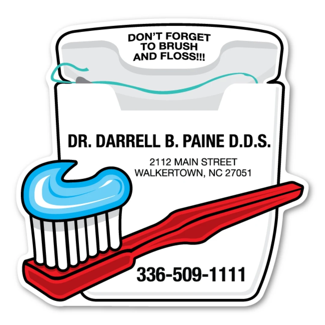 Toothbrush & Floss Magnet - 4" x 4" - 30 mil - Outdoor Safe 1
