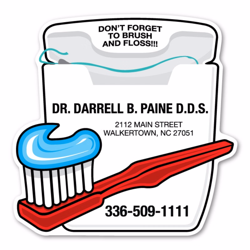 Toothbrush & Floss Magnet - 4" x 4" - 30 mil - Outdoor Safe