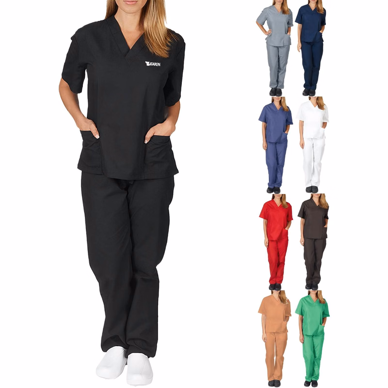 V-Neck Short Sleeve Nursing Scrubs Set