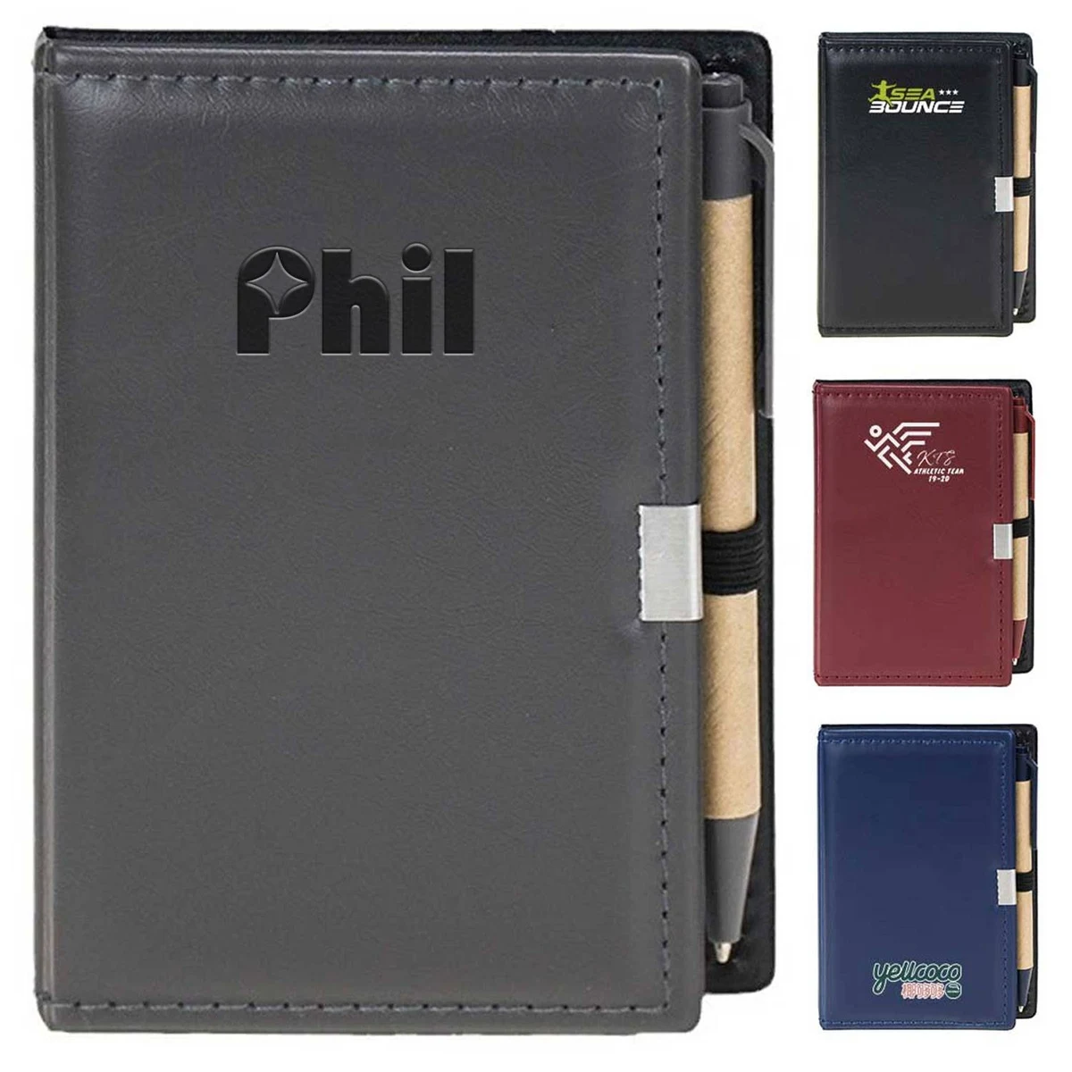 Custom Logo Memo Pad for Office Gifts PU Notebook w/ Pen 1