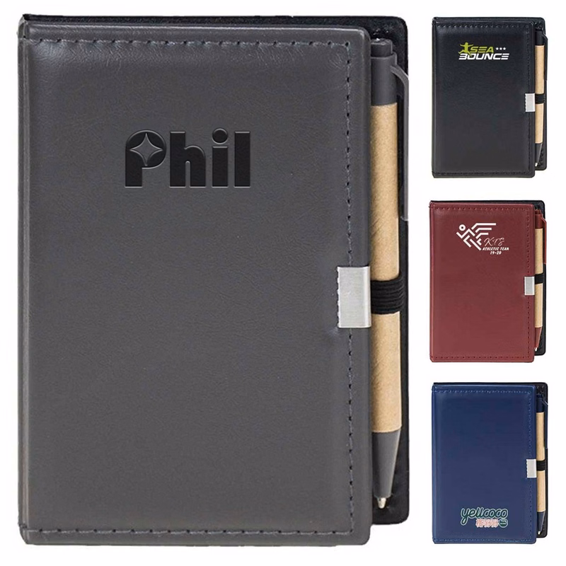 Custom Logo Memo Pad for Office Gifts PU Notebook w/ Pen
