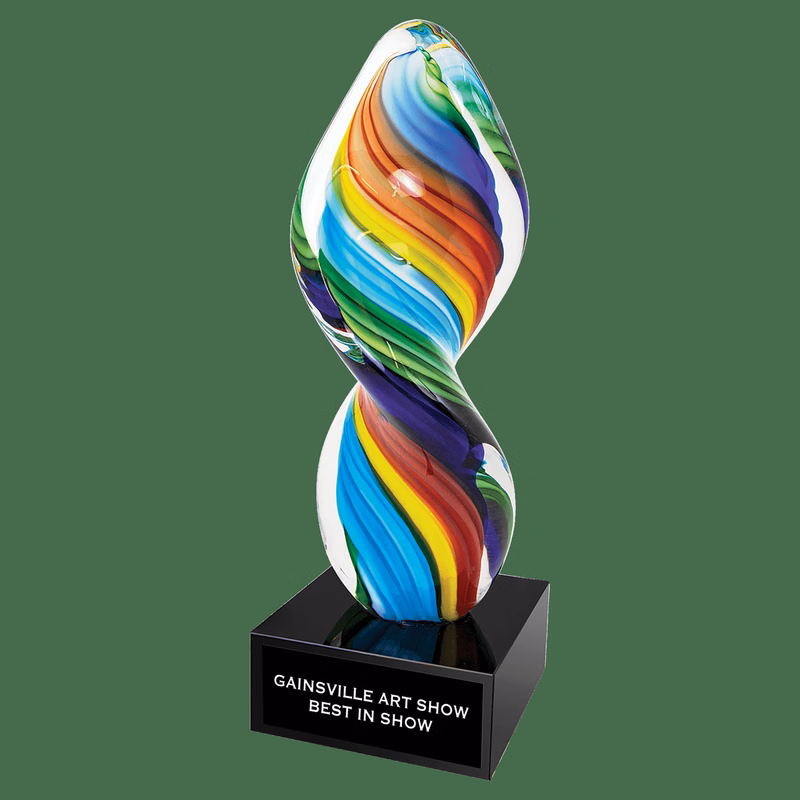 10.5" Rainbow Twist Art Glass