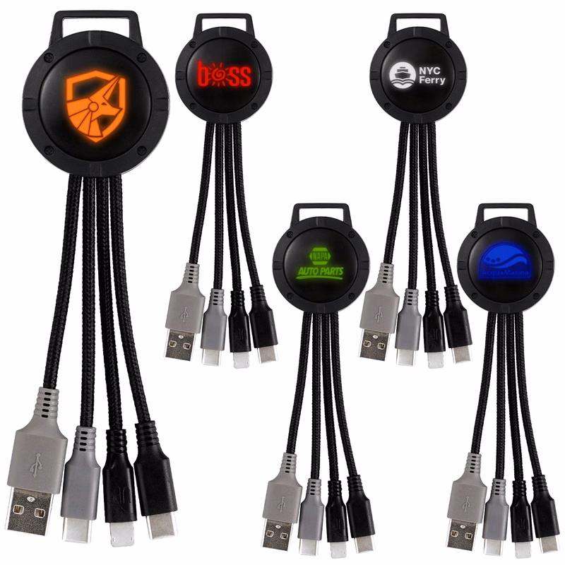 Light Up Color Two Tone Dual Input 3-in-1 Charging Cable