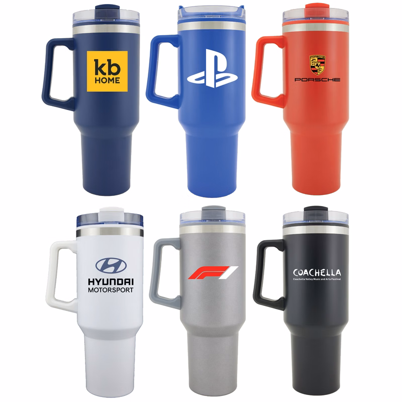 Madison 40 Oz. Double Wall SS/PP Tumbler w/Handle and Straw (Grey)