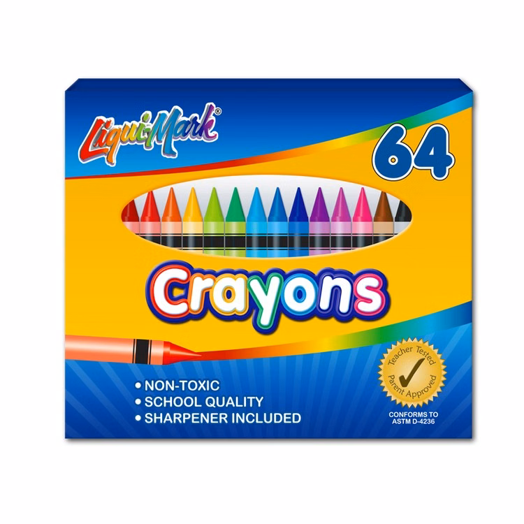 64 Pack Crayons with Sharpener - Assorted Colors