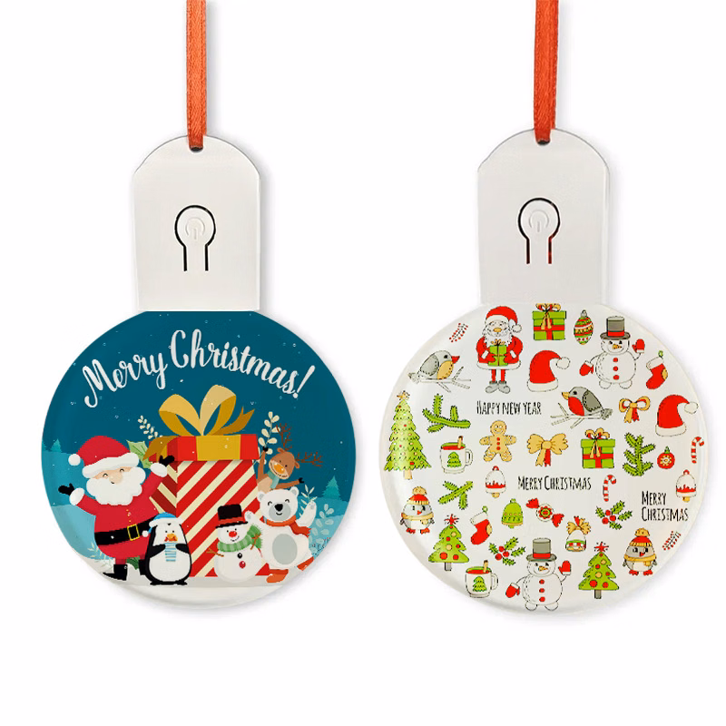 Round Acrylic Luminous Christmas Pendants (Red Strings)