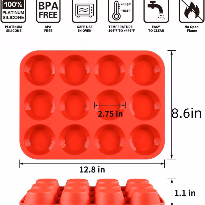 12 Cups Silicone Muffin Pan