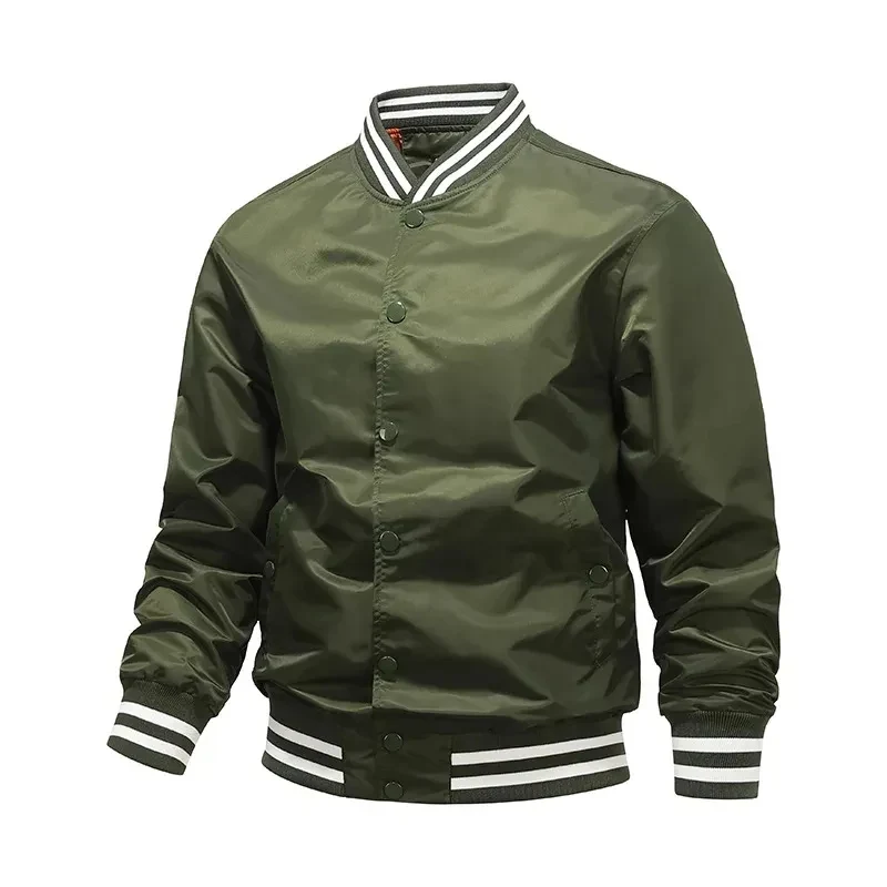 Men's Striped Trim Varsity Bomber Jacket 1
