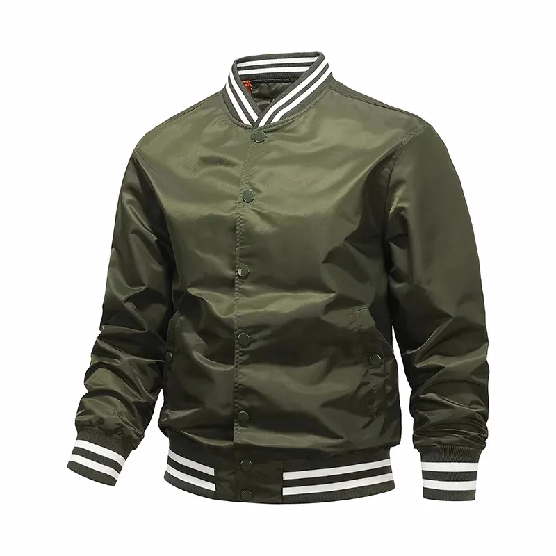 Men's Striped Trim Varsity Bomber Jacket